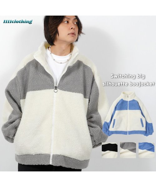 1111clothing(ワンフォークロージング)/ボア ジャケット メンズ ボア ブルゾン レディース オーバーサイズ アウター ビッグシルエット 長袖 防寒 暖かい 軽い シンプル 切り替え 大きいサイズ 韓/img18