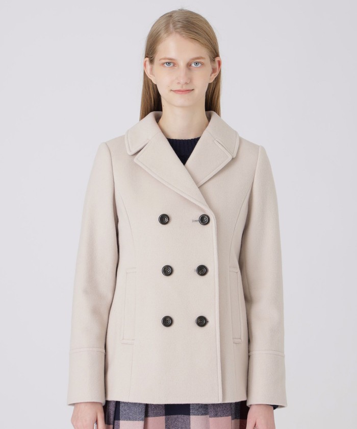 みー様＊エアリーウールピーコート＊エクリュ＊ブルーレーベルクレスト