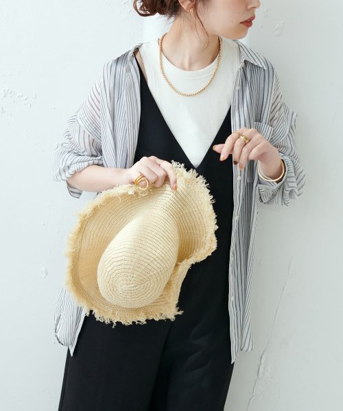NICE CLAUP OUTLET(ナイスクラップ　アウトレット)/【natural couture】肩あきラメシアーシャツ/img07