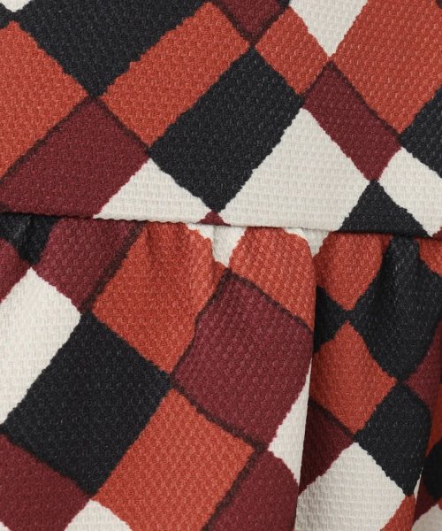 ベルト付チェックプリントワンピース 