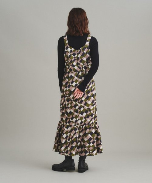 ベルト付チェックプリントワンピース 