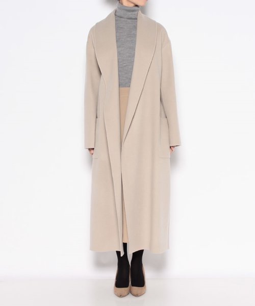 カシミヤ混リバーショールカラーコート 