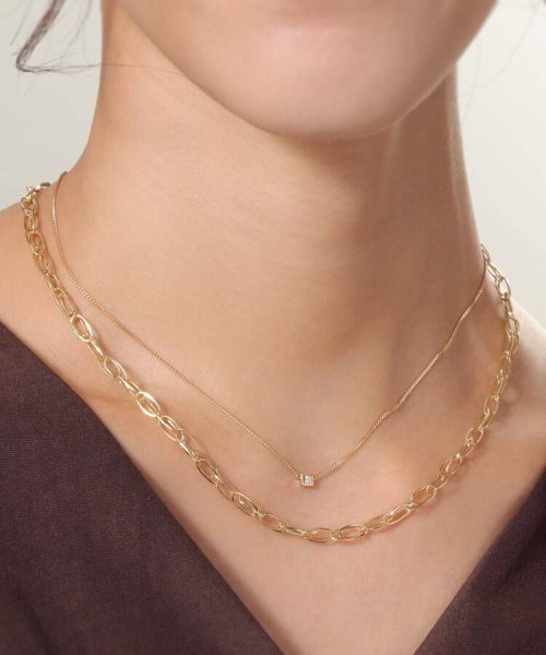 K18ダイヤモンドプリンセスカット キヘイネックレス 