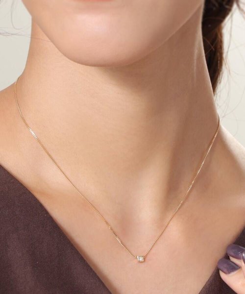 K18ダイヤモンドプリンセスカット キヘイネックレス 