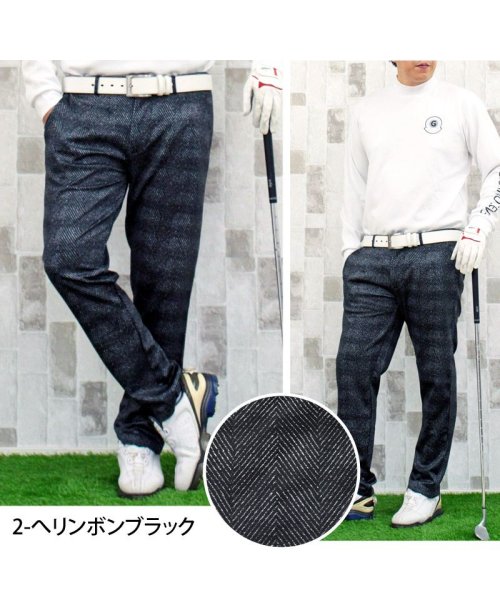 TopIsm(トップイズム)/ゴルフパンツ メンズ ゴルフウェア 総柄 ストレッチ イージーパンツ スラックスタイプ ジャージ ウエストゴム スリム ボトムス 秋冬 春夏/img03