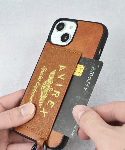 AVIREX(AVIREX)/スマホケース iPhone14 iPhone14Pro iPhone13 ブランド アヴィレックス AVIREX カード収納付き背面ケース 刺繍ロゴ/img14