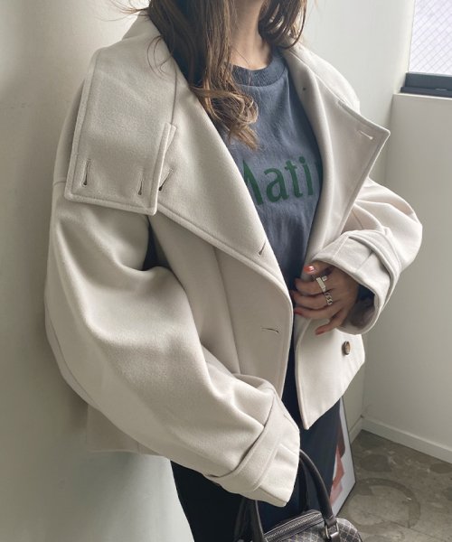 大人エレガント ウール100 巻き上げ UNTITLED コート ジャケット サイズ48