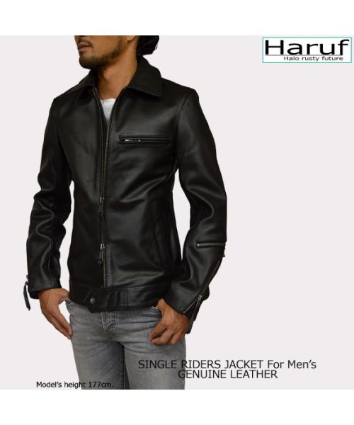 Haruf(ハルフ)/本革 レザージャケット ライダースジャケット 革ジャン メンズ シングルライダース バイクジャケット カウレザー UK2MAR/img02