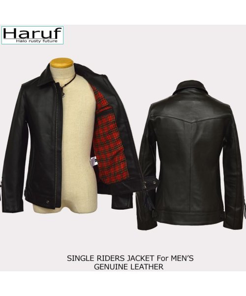 Haruf(ハルフ)/本革 レザージャケット ライダースジャケット 革ジャン メンズ シングルライダース バイクジャケット カウレザー UK2MAR/img08