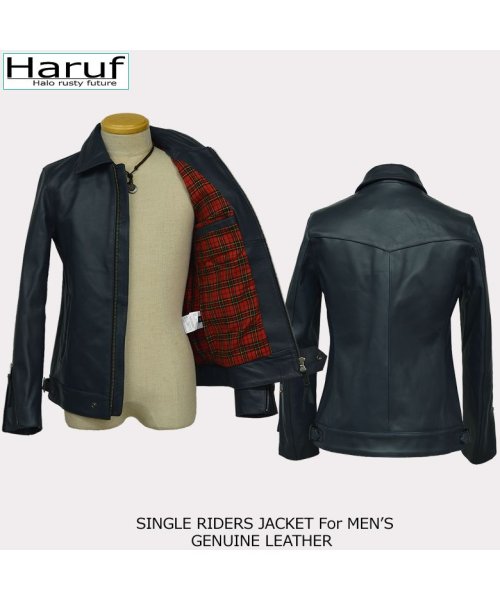 Haruf(ハルフ)/本革 レザージャケット ライダースジャケット 革ジャン メンズ シングルライダース バイクジャケット カウレザー UK2MAR/img22