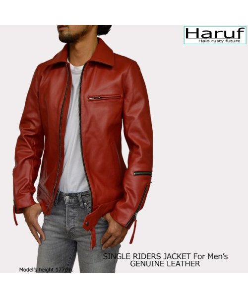 Haruf(ハルフ)/本革 レザージャケット ライダースジャケット 革ジャン メンズ シングルライダース バイクジャケット カウレザー UK2MAR/img24