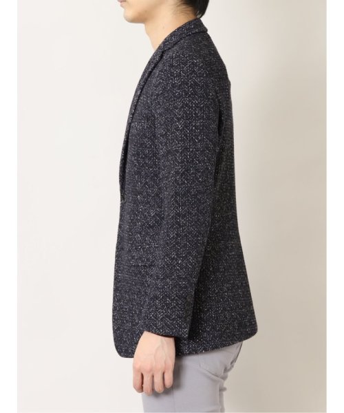 セーターフリースメランジ 2ボタンスリムジャケット 紺 メンズ セットアップ ジャケット ビジネス カジュアル アウター 通勤 仕事 2ボタンスリムジャケット メンズ セットアップ ジャケット カジュアル 通勤