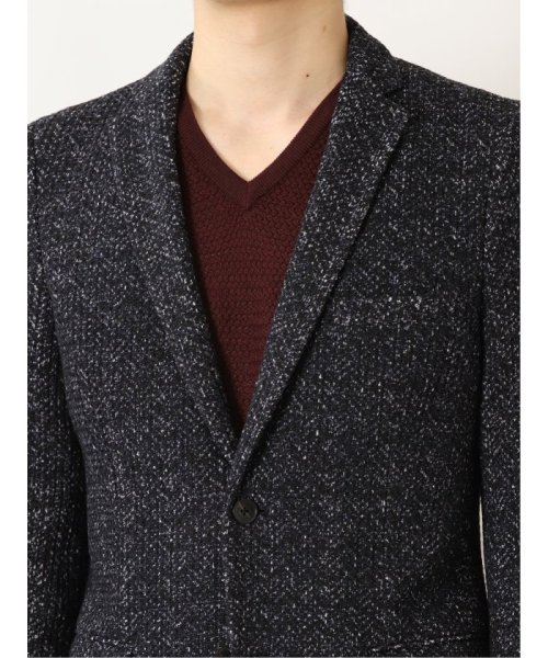 セーターフリースメランジ 2ボタンスリムジャケット 紺 メンズ セットアップ ジャケット ビジネス カジュアル アウター 通勤 仕事 2ボタンスリムジャケット メンズ セットアップ ジャケット カジュアル 通勤