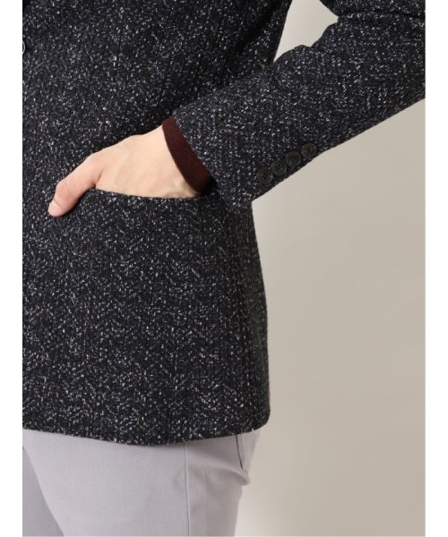 セーターフリースメランジ 2ボタンスリムジャケット 紺 メンズ セットアップ ジャケット ビジネス カジュアル アウター 通勤 仕事 2ボタンスリムジャケット メンズ セットアップ ジャケット カジュアル 通勤