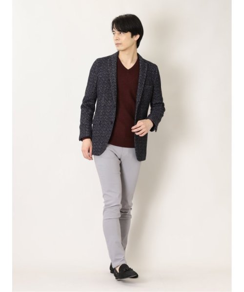 セーターフリースメランジ 2ボタンスリムジャケット 紺 メンズ セットアップ ジャケット ビジネス カジュアル アウター 通勤 仕事 2ボタンスリムジャケット メンズ セットアップ ジャケット カジュアル 通勤