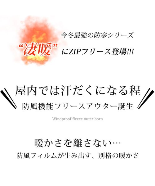  GENELESS(GENELESS)/アウター メンズ 秋冬 パーカー フリース 無地 上着 フルジップ 防風 防寒 ポリエステル D トップス おしゃれ 全5色 暖かい L グレー A LL/img03