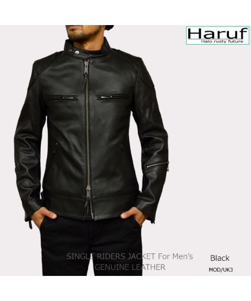 Haruf(ハルフ)/レザージャケット ライダースジャケット 革ジャン 本革 メンズ シングルライダース バイクジャケット カウレザー UK3MAR/img02