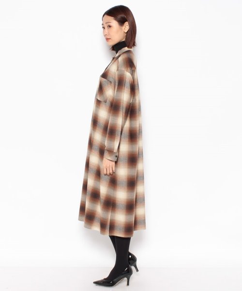 オンブレチェックシャツワンピース 