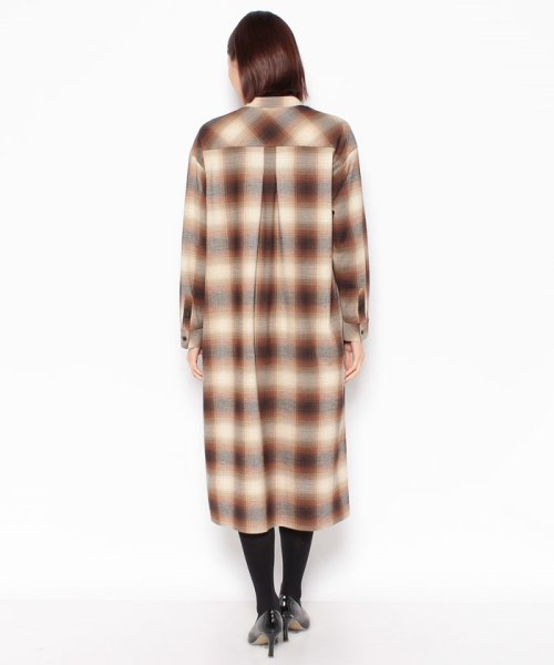 オンブレチェックシャツワンピース 