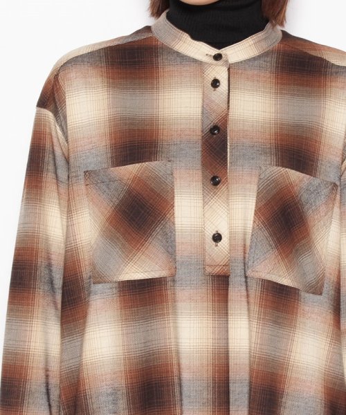 オンブレチェックシャツワンピース 