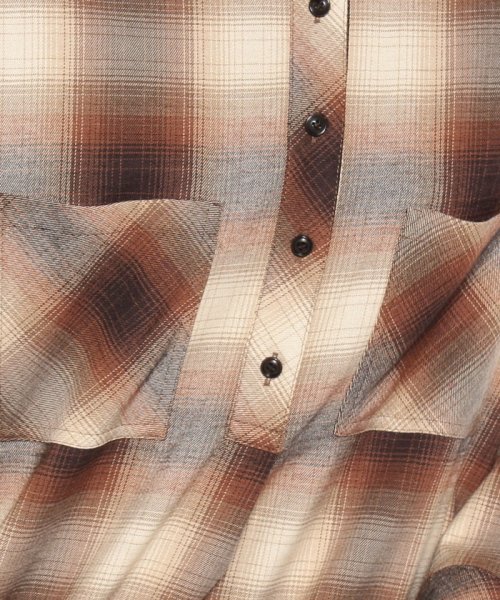 オンブレチェックシャツワンピース 