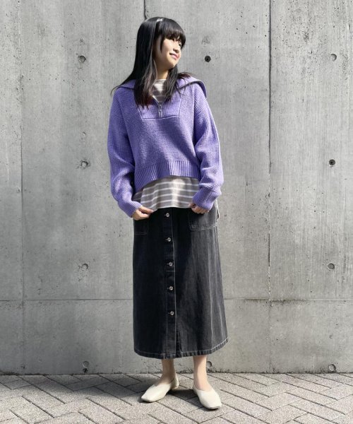 COMME CA ISM (コムサイズム（レディス）)/【Online Store限定カラー：ライラック、イエローグリーン】ハーフジップニット/img35