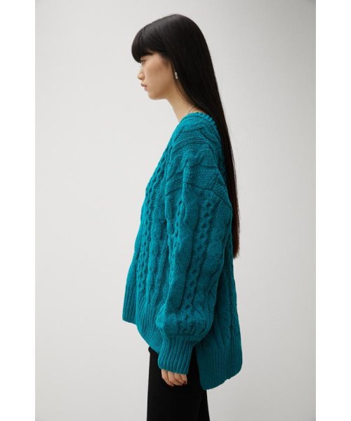 AZUL by moussy(アズールバイマウジー)/CHENILLE CABLE V/N KNIT TOPS/img41