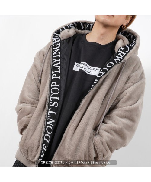 1111clothing(ワンフォークロージング)/ファー ジャケット メンズ パーカー レディース ビッグシルエット アウター オーバーサイズ ブルゾン ジップパーカー フード フーディ 防寒 暖かい 軽い 大/img36