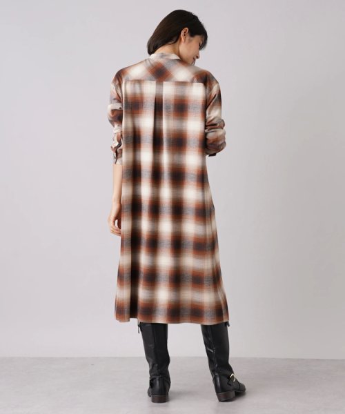 オンブレチェックシャツワンピース 