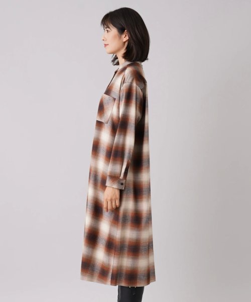 オンブレチェックシャツワンピース 