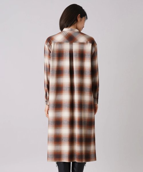 オンブレチェックシャツワンピース 