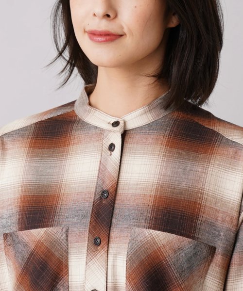 オンブレチェックシャツワンピース 