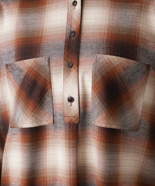 オンブレチェックシャツワンピース 