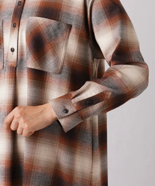 オンブレチェックシャツワンピース 