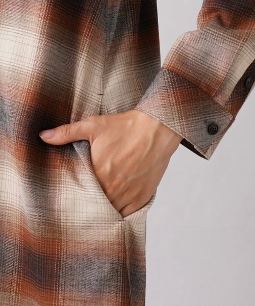 オンブレチェックシャツワンピース 