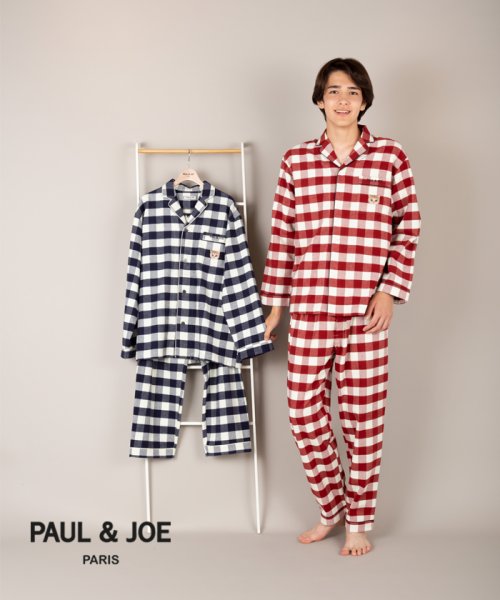 PAUL & JOE(ポール＆ジョー)/「ねこにチェック」中空糸ネル メンズ ロングスリーブシャツセットアップ/img01