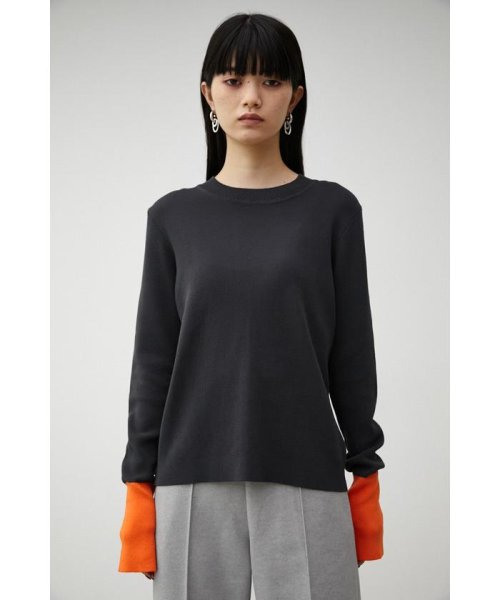 AZUL by moussy(アズールバイマウジー)/COLOR CUFF BLOCK KNIT TOPS/img31