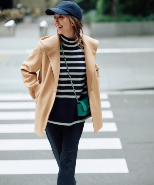 【CLASSY.1月号掲載】ウールカシミヤビーバー フード付き ショートコート ウールカシミヤビーバー コート 品番