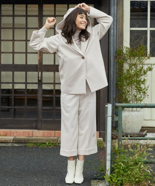 【CLASSY.1月号掲載】ウールカシミヤビーバー フード付き ショートコート ウールカシミヤビーバー コート 品番