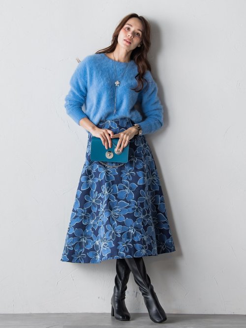 セール】フラワージャガードフレアスカート≪洗濯機で洗える  