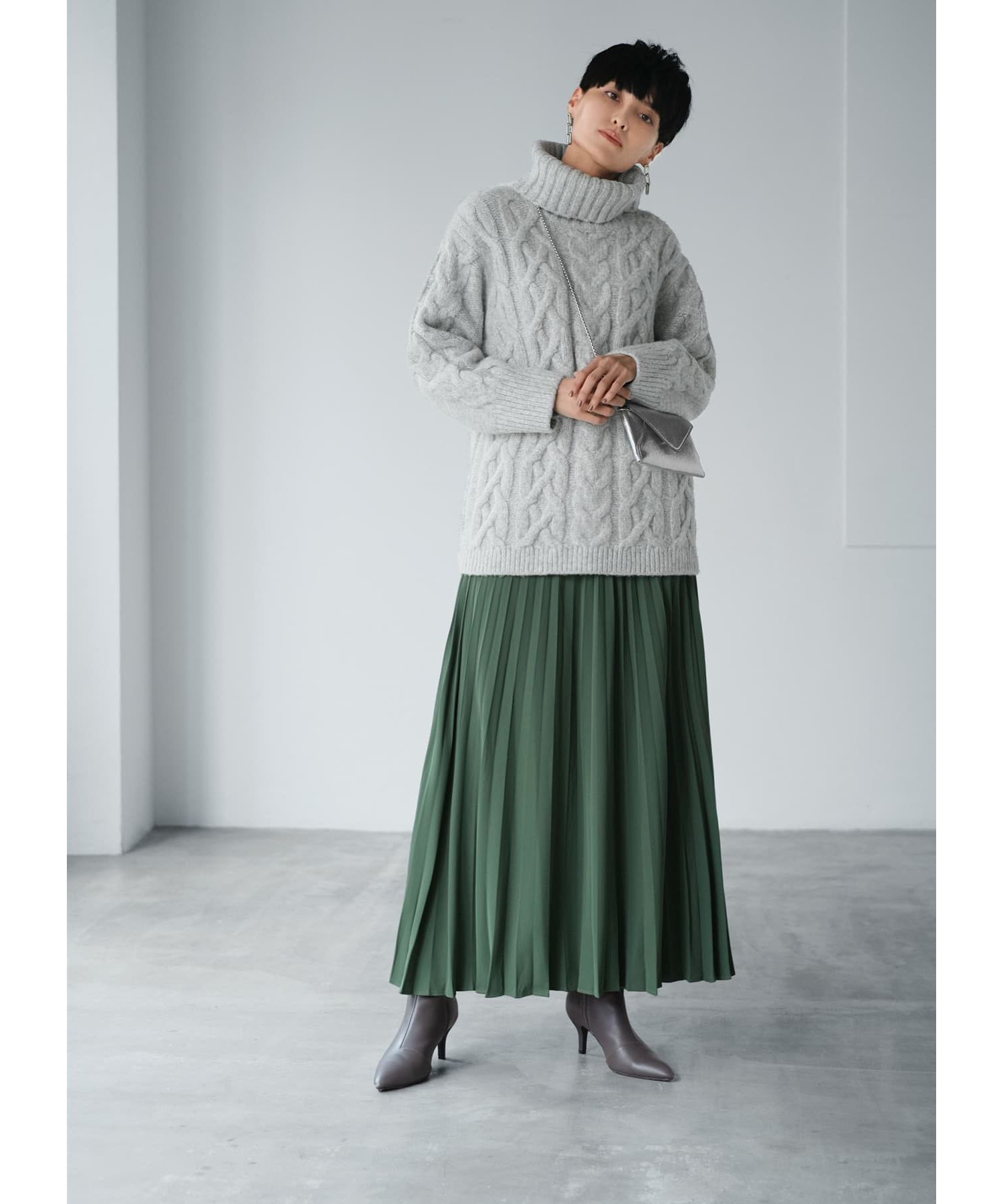 【soeju】ロングスカート プリーツ 90cm丈