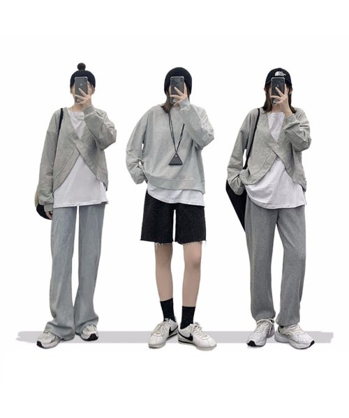 Tシャツ レイヤード 重ね着風 バーカー レディース カットソー 切り替え 長袖 秋 冬 韓国ファッション ショッピングゴー Shoppinggo Magaseek