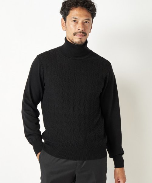 Men's Bigi(メンズビギ)/【俳優 渡部篤郎さん着用】12Gへリンボンジャガードタートルネックニット/img11