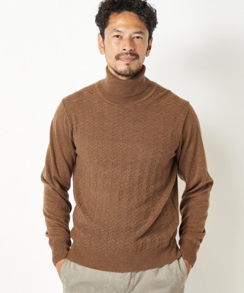 Men's Bigi(メンズビギ)/【俳優 渡部篤郎さん着用】12Gへリンボンジャガードタートルネックニット/img14