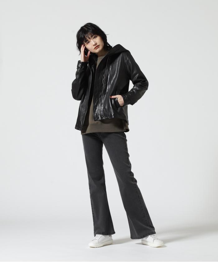 Feb。レザーフーディー Leather Hoodie