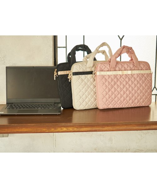 tocco closet(トッコクローゼット)/ショルダー付き２ＷＡＹ配色リボンテープキルティングＰＣバッグ/img02