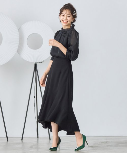 DRESS+(ドレス プラス)/ブラウス リボンカラー 七分袖 シアー素材 裏地付き /img03