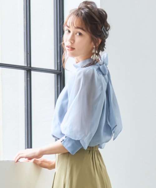 DRESS+(ドレス プラス)/ブラウス リボンカラー 七分袖 シアー素材 裏地付き /img21