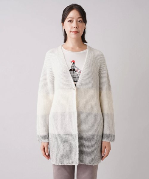 ワイドボーダーVネックカーディガン【HAND】 