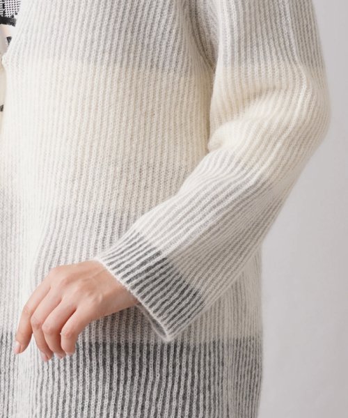ワイドボーダーVネックカーディガン【HAND】 